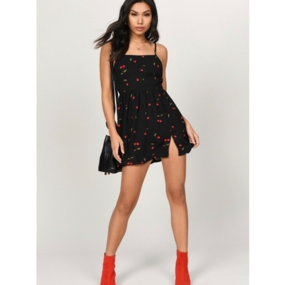Tobi Dresses & Skirts - Tobi Remember you black multicolor cherry skater d
